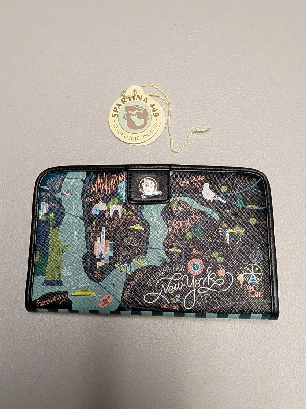 Spartina 449 Black Multi New York Map Zip Wallet